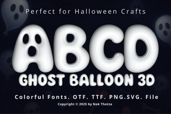 Ghost Balloon 3D Font: A Playful Spook for Halloween Designs